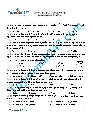 60 bài tập nâng cao môn Vật lí Lớp 12 - Chủ đề Dao động điều hòa